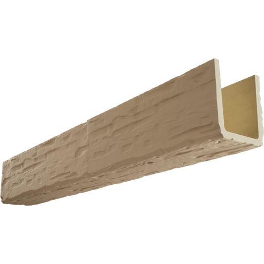 Aged rustic unfinished foam beam with distressed wood texture