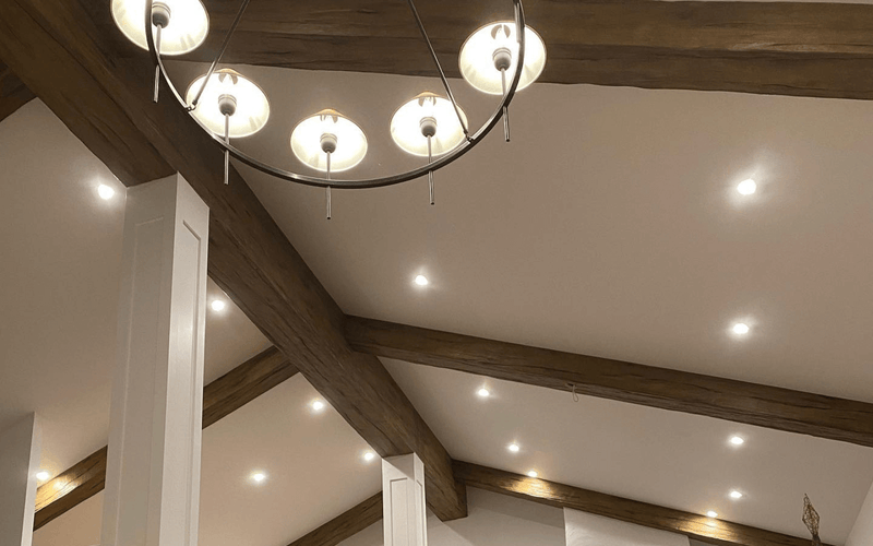Transitional Vaulted Faux Beam Ceiling Installation — San Jose, CA.