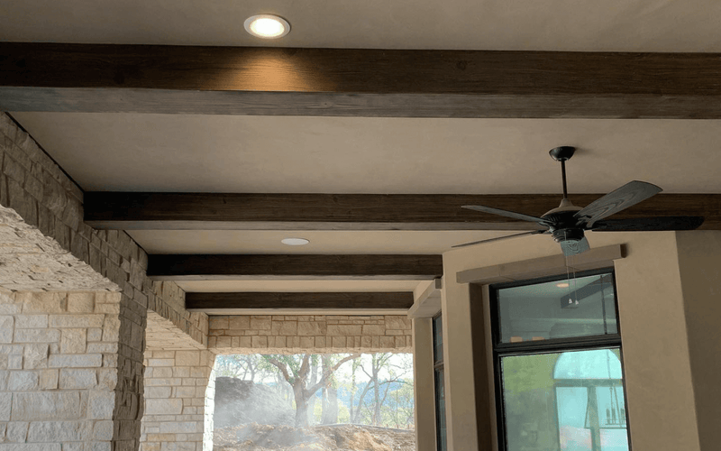 Rustic Exterior Patio Faux Beam Installation — San Diego, CA.