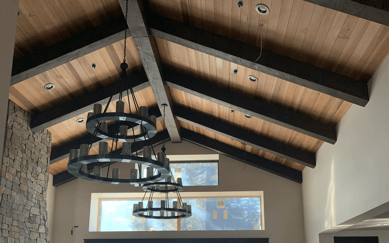 Mountain Modern Faux Beam Ceiling Installation — Lake Tahoe, CA.