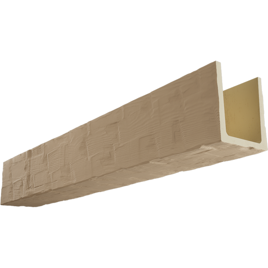 Distressed texture unfinished foam faux reclaimed wood beam