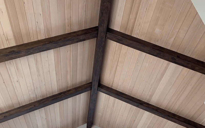 Rustic Vaulted Faux Beam Ceiling Installation — Lake Tahoe, CA.