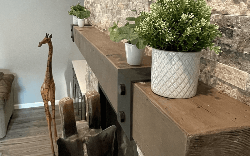 Rustic Fireplace Mantel Faux Beam Installation — Elk Grove, CA.