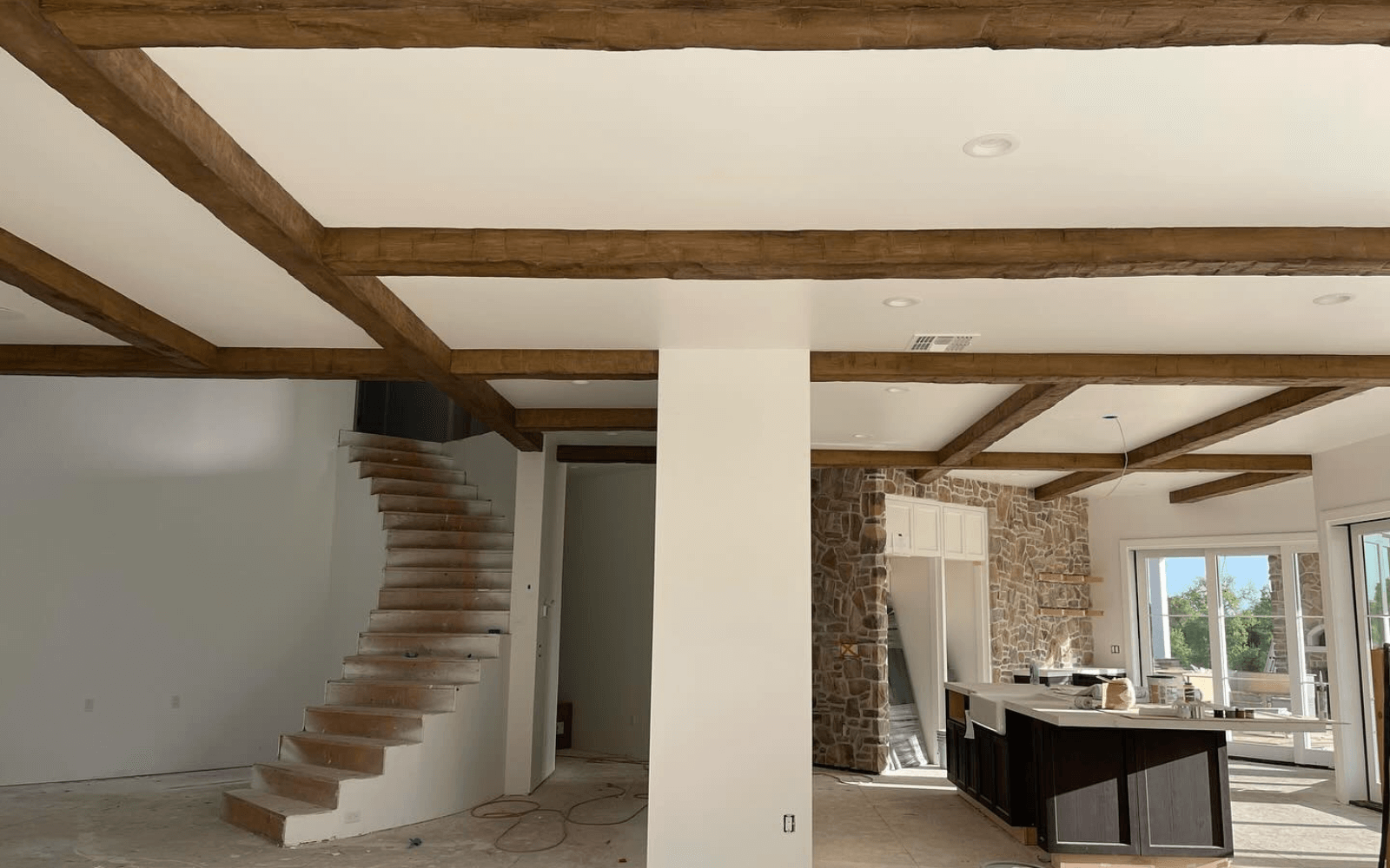 Professional faux beam ceiling installation in Sacramento