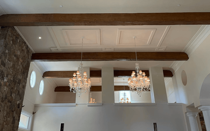 Traditional Coffered Ceiling Faux Beam Installation — Sacramento, CA.