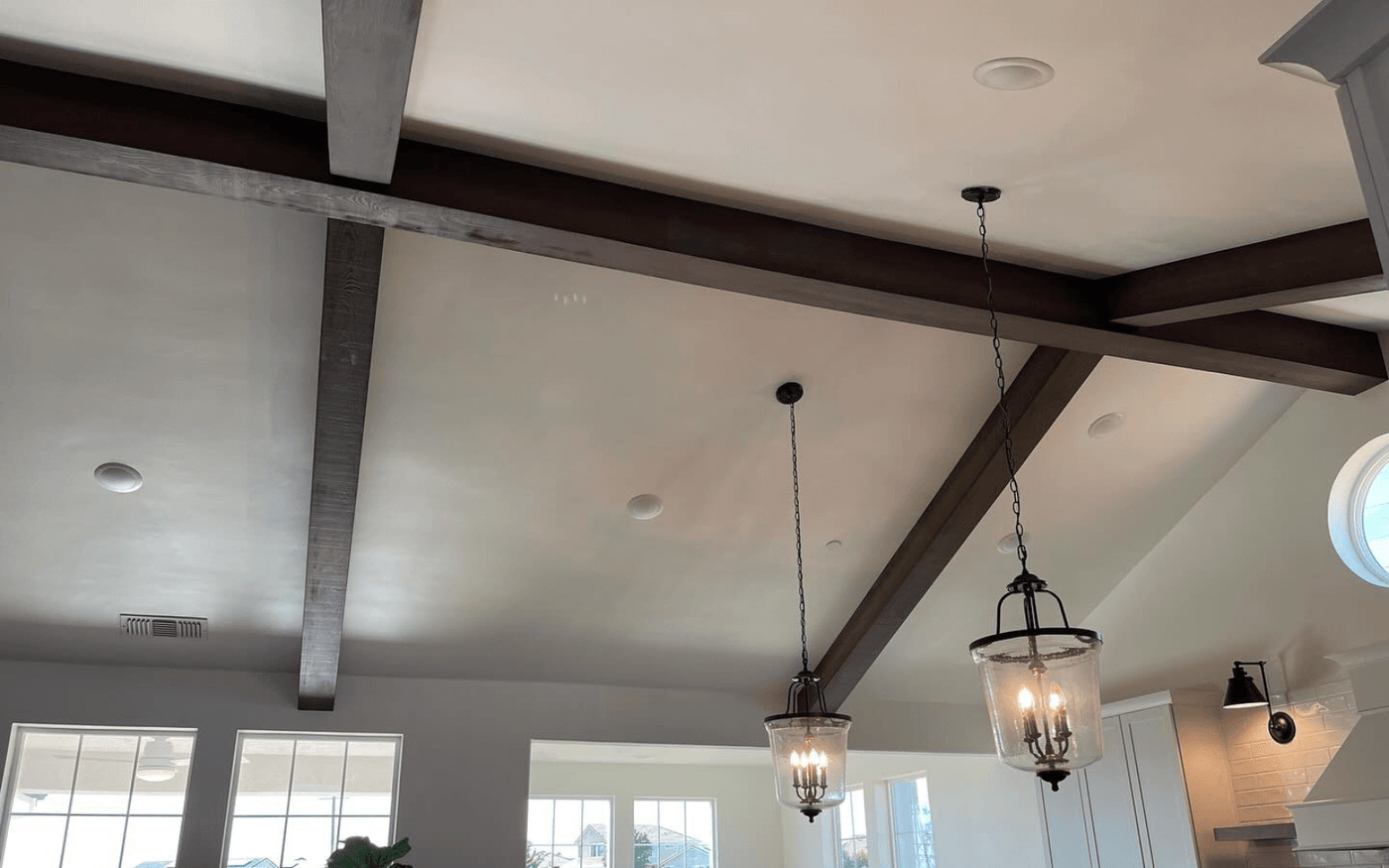 Stain and finish color options for faux wood beams in Southern California
