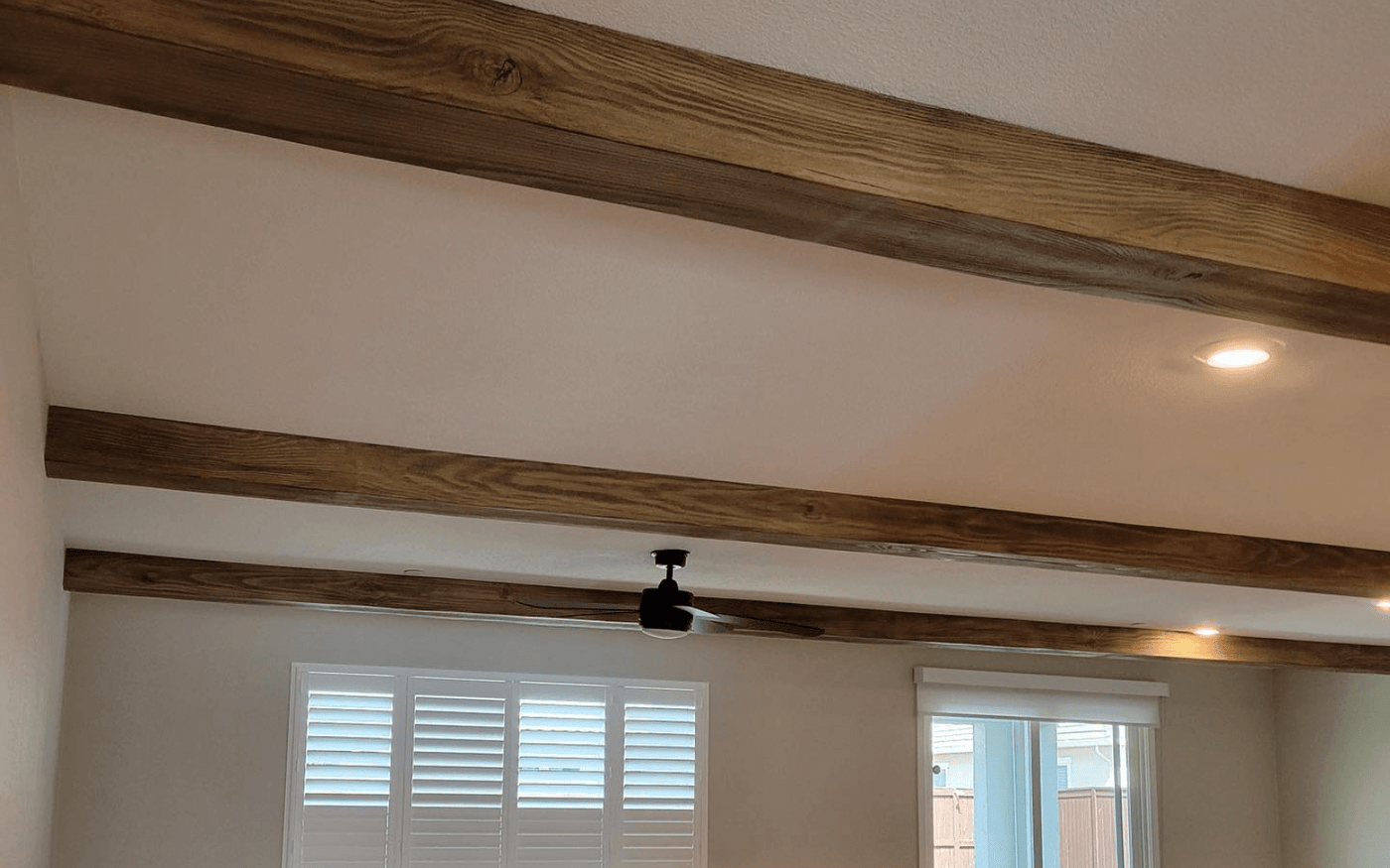 Stain and finish color options for Northern California faux beam projects