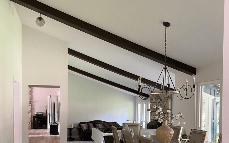 Transitional Vaulted Ceiling Faux Beam Installation — Sacramento, CA.