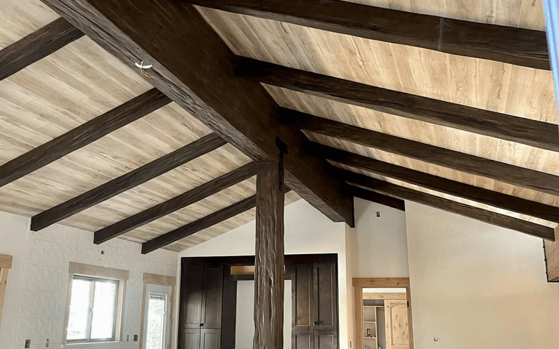 Rustic Vaulted Beam Ceiling Installation — Placerville, CA.