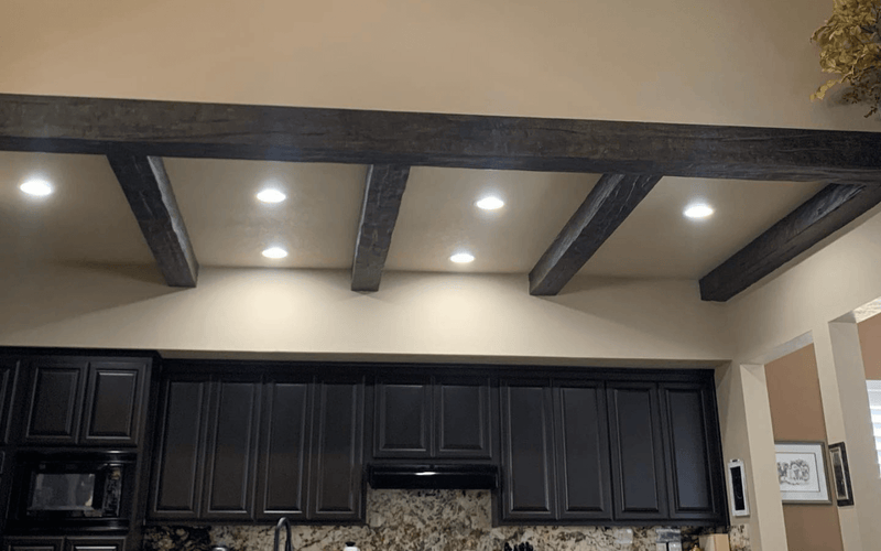 Contemporary Kitchen Faux Beam Ceiling Installation — Phoenix, AZ.