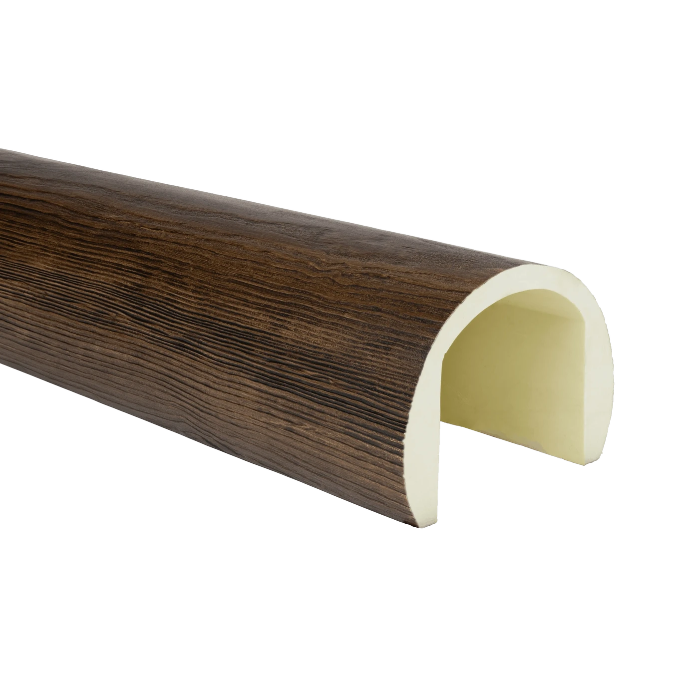 Faux wood log in Pueblo texture with smooth grain and natural warmth by Elite Ceiling Designs
