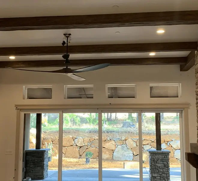 Living Room Faux Wood I-Beam Installation