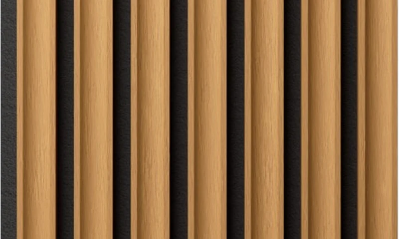 Faux wood wall panel with concave fluted slats