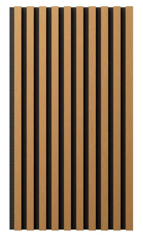 Wall accent panel with square-face slats over a black backing board